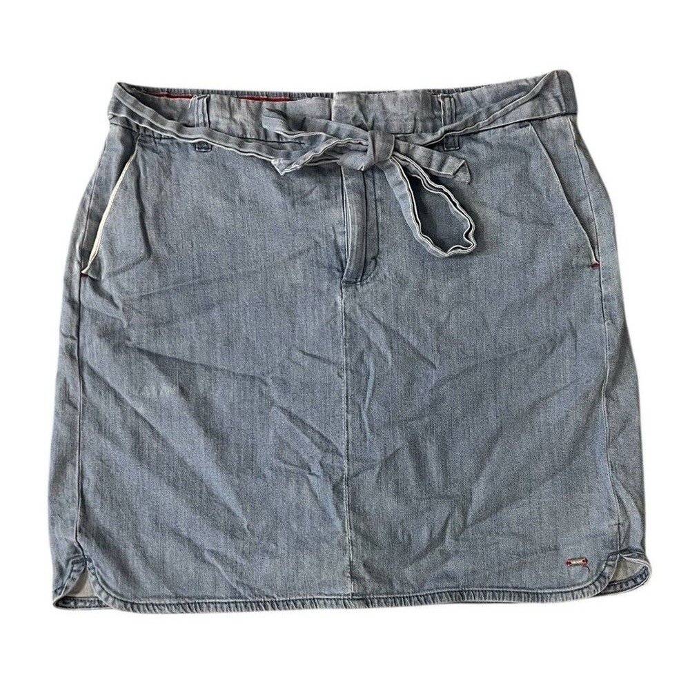 Tommy Hilfiger Light Blue Denim Mini skirt w/ tie belt Womens Sz Small